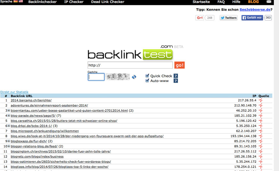 Backlinktest - Backlink Checker Tool
