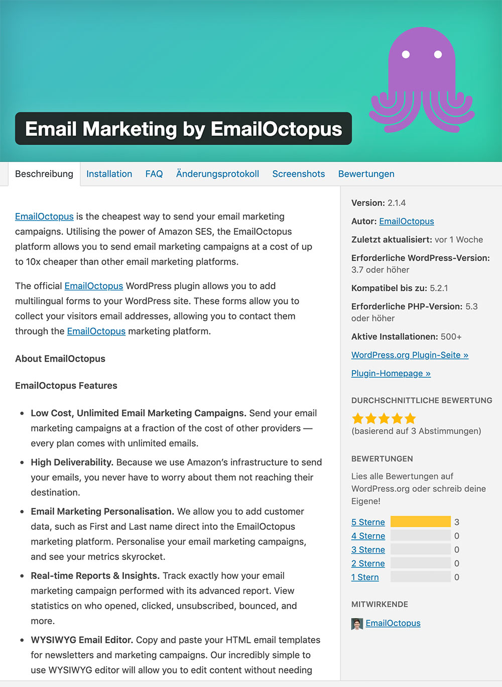 emailoctopus 3 - EmailOctopus der neue Newsletter Dienstleister