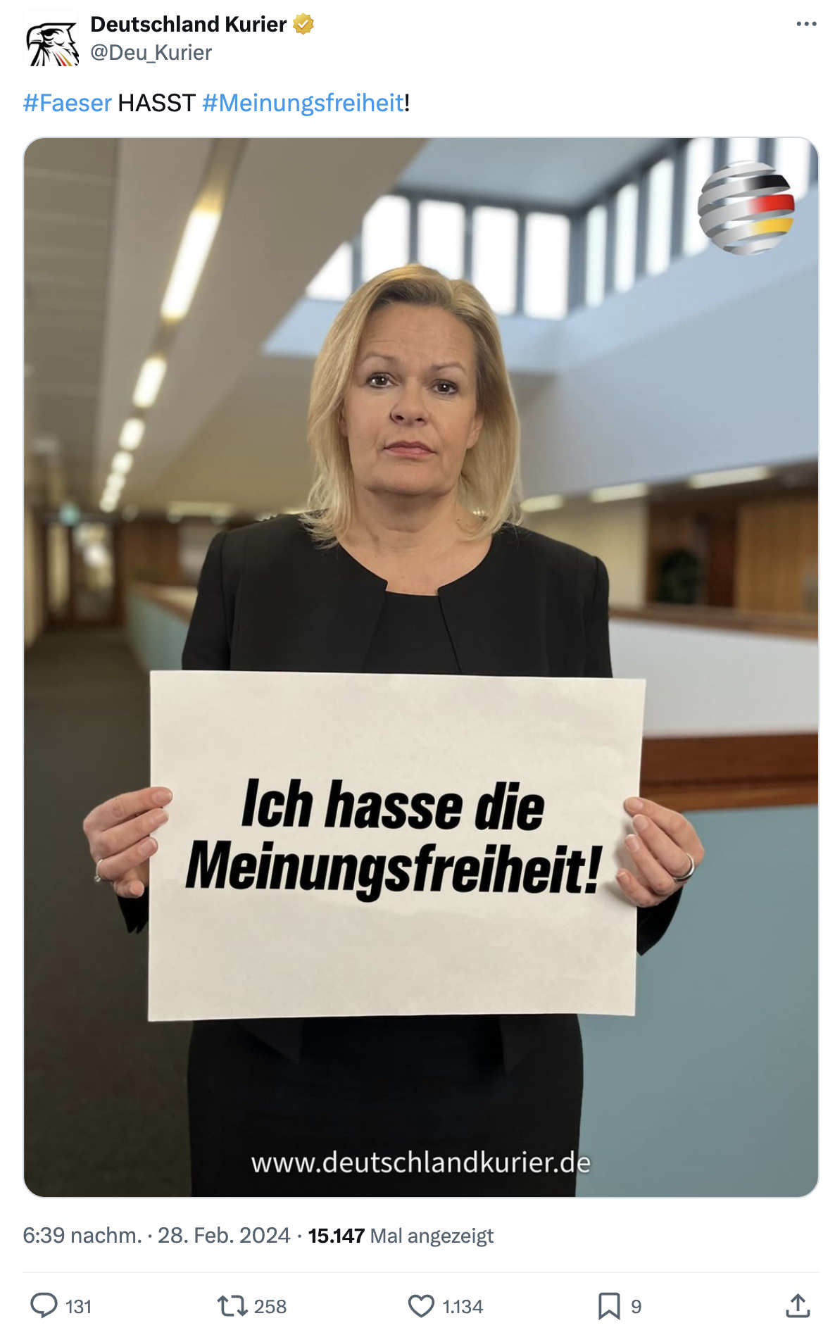 Nancy Faeser - Ich hasse die Meinungsfreiheit - MEME