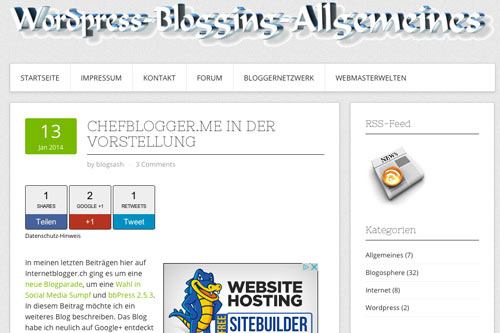 internetblogger kritisiert der chefblogger - Der Chefblogger Blog wurde kritisiert ! Prädikat Lesenswert !