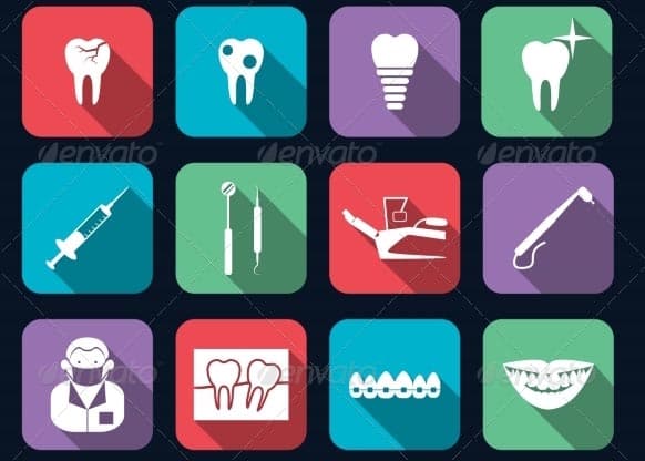 Dental Icons Flat - 10 geniale Zahn / Zahnarzt Bilder für eure Webseiten / Blogs