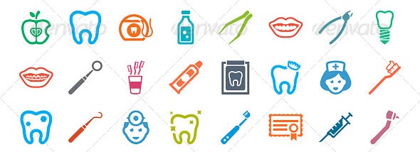Dental Icons vector - 10 geniale Zahn / Zahnarzt Bilder für eure Webseiten / Blogs