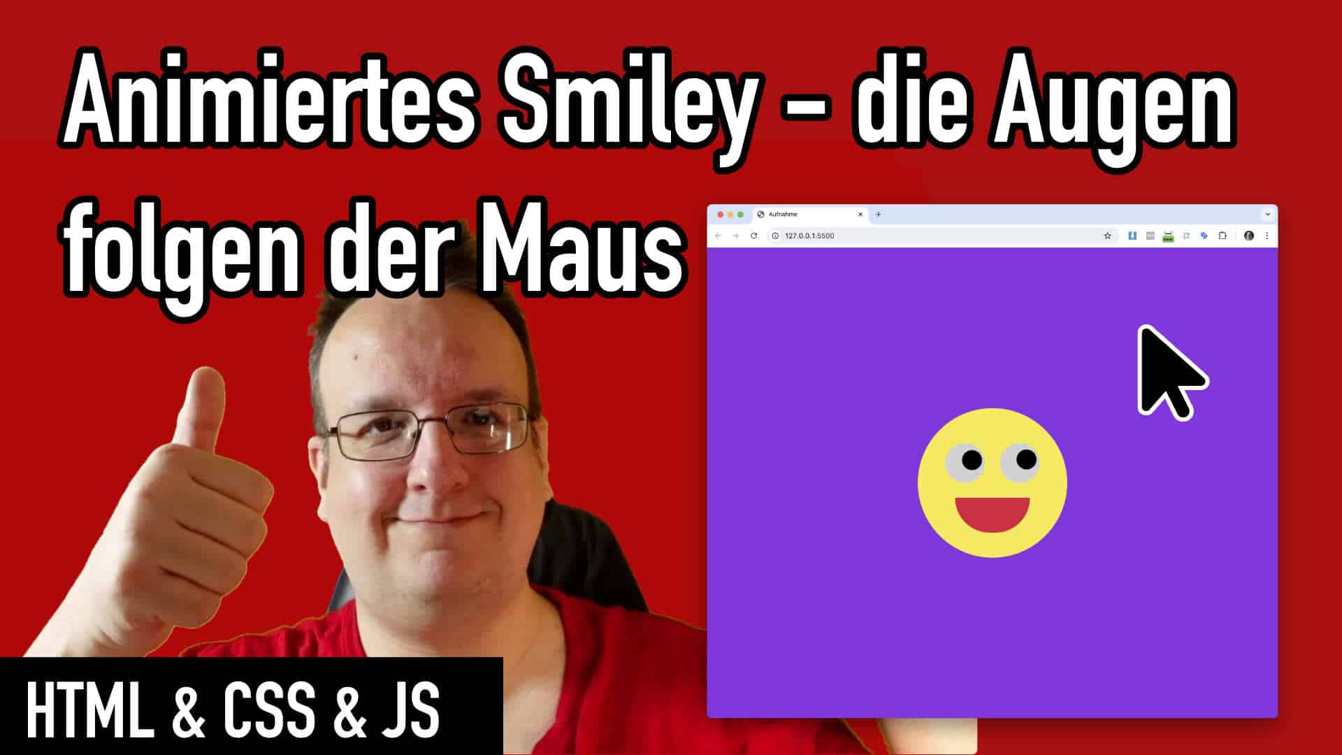 Animiertes Smiley – die Augen folgen der Maus – Webdesign Idee (HTML & CSS & Javascript)